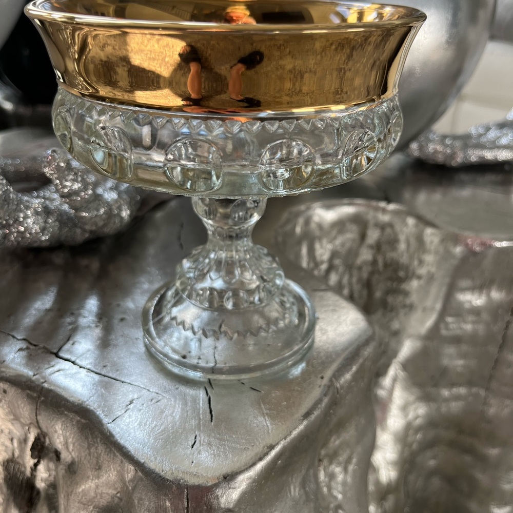 1930s cut glass and gold rimmed candy dish true vintage 90 year old piece